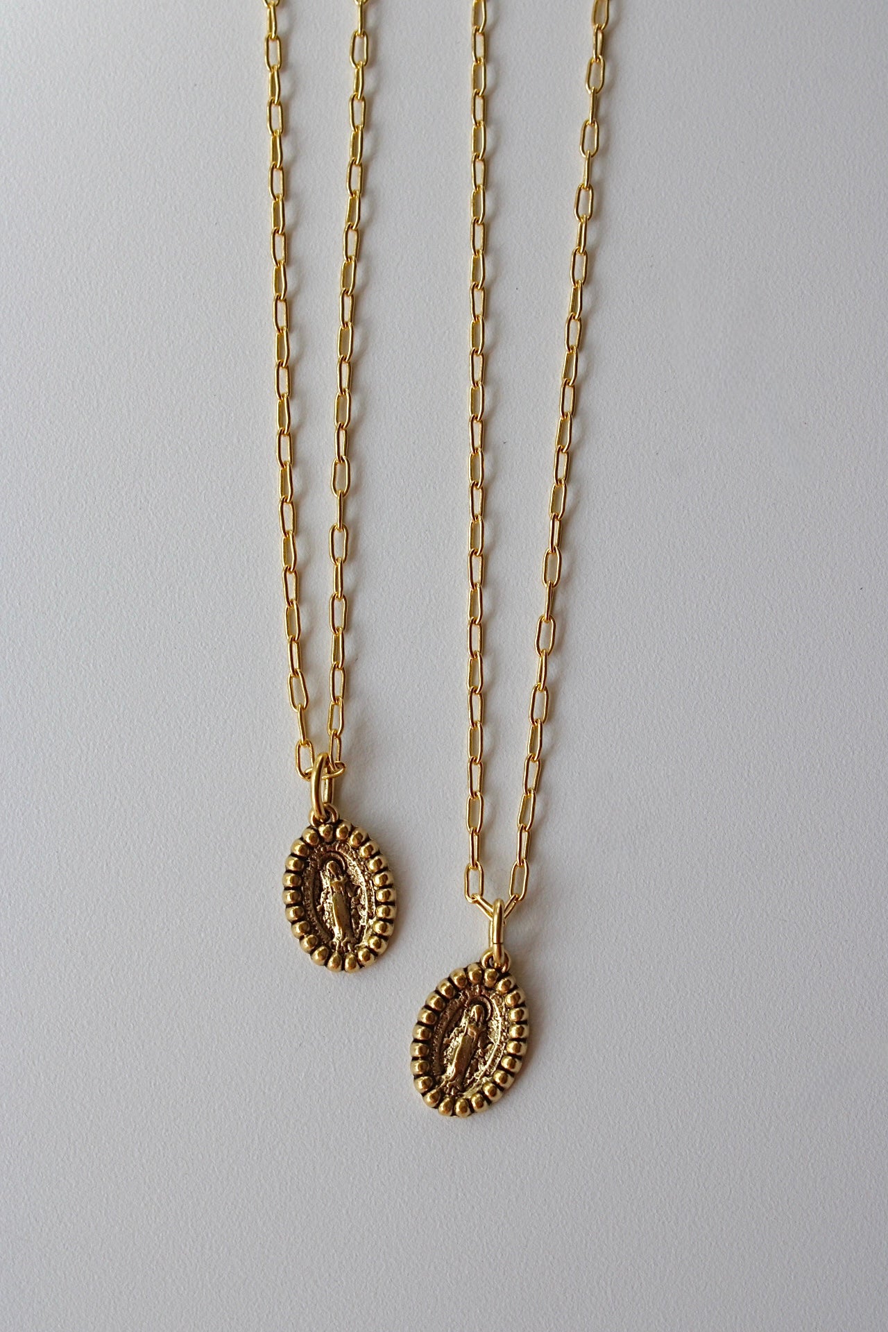 Miraculous Mary Necklace in Antique Gold