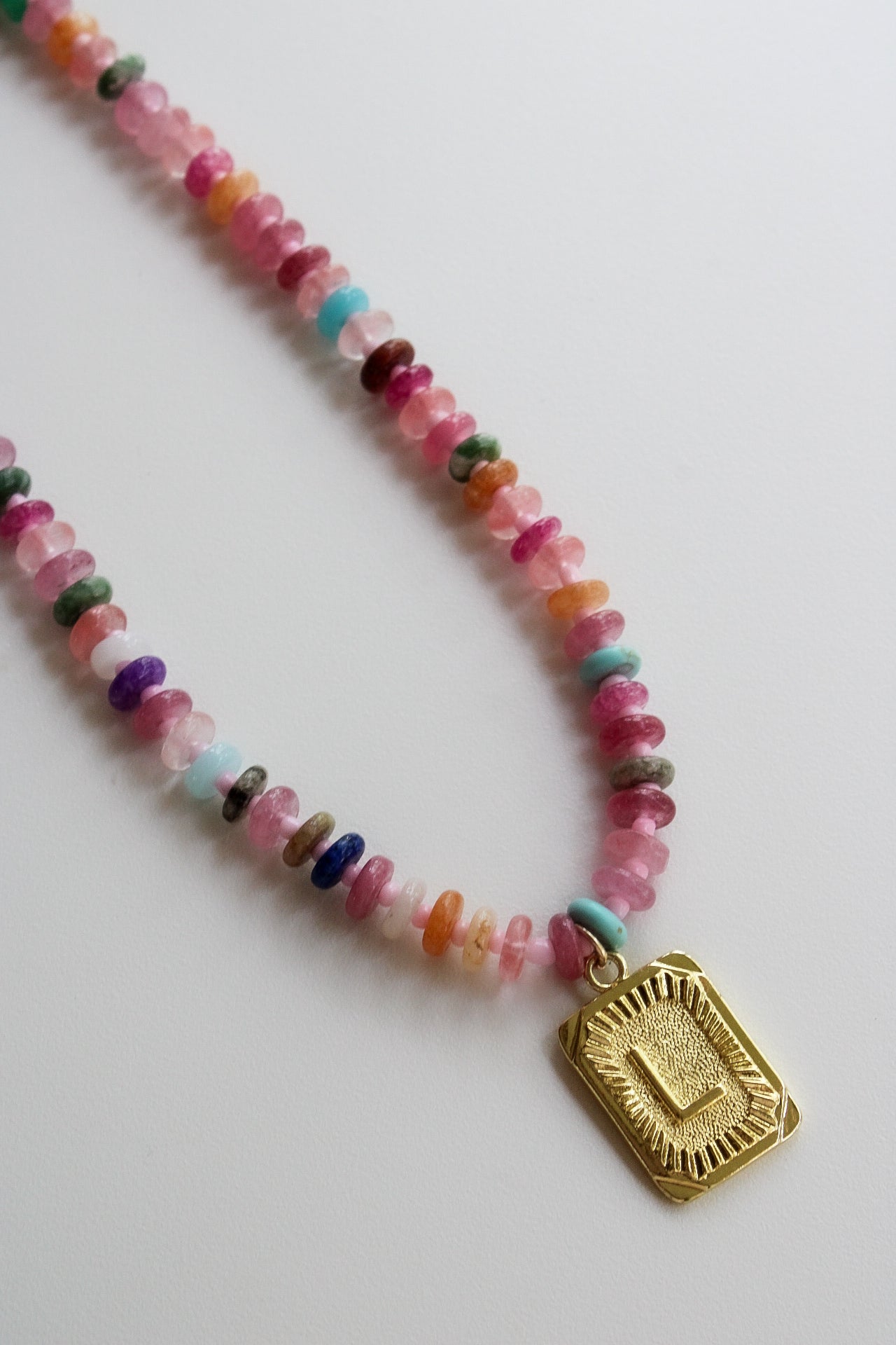 Tag Initial Beaded Necklace