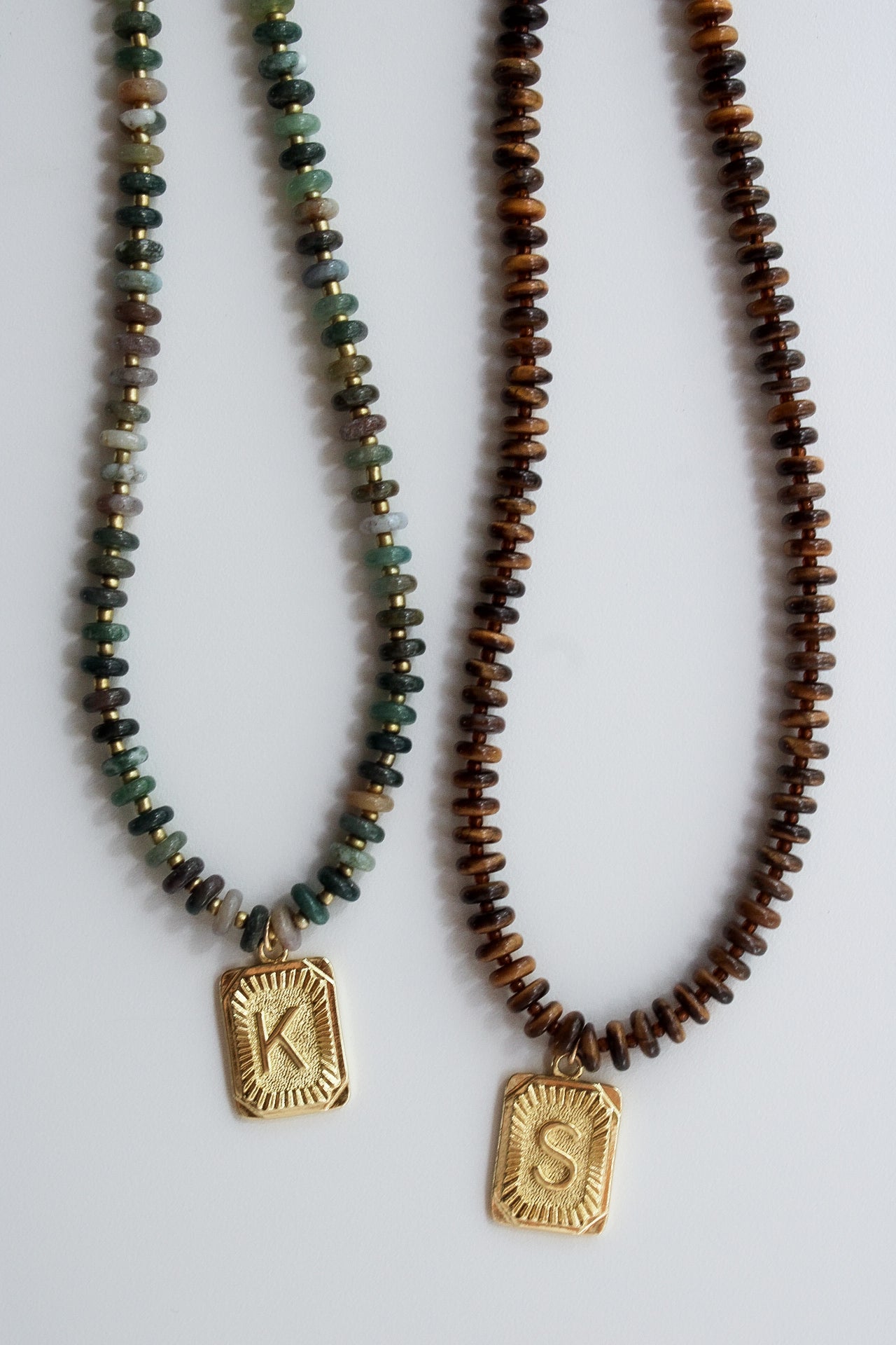 Tag Initial Beaded Necklace