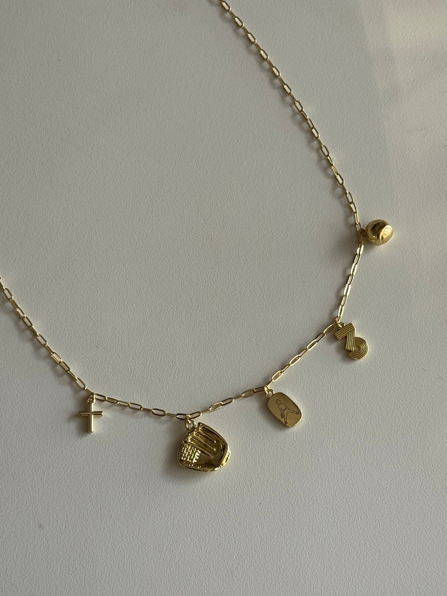 Baseball Engraved Charm Necklace