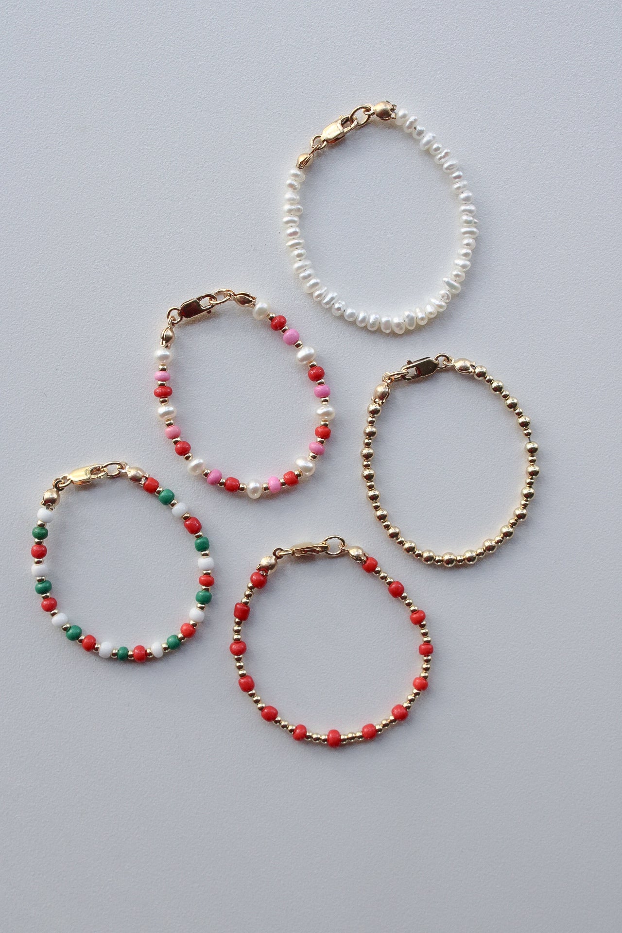 Pink/Red Beaded Baby Bracelet