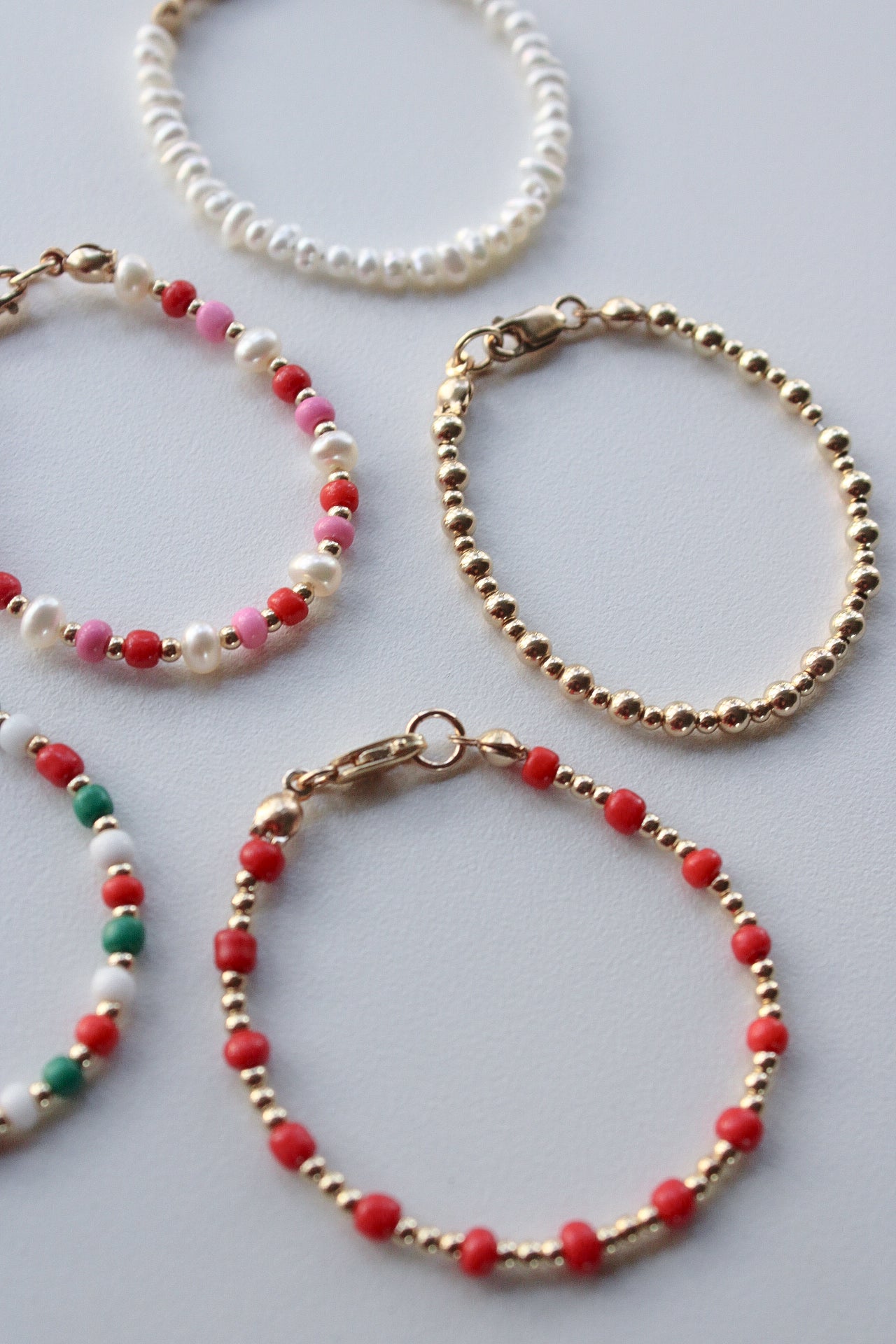 Pink/Red Beaded Baby Bracelet