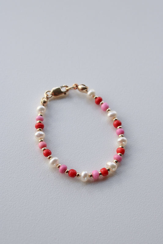 Pink/Red Beaded Baby Bracelet