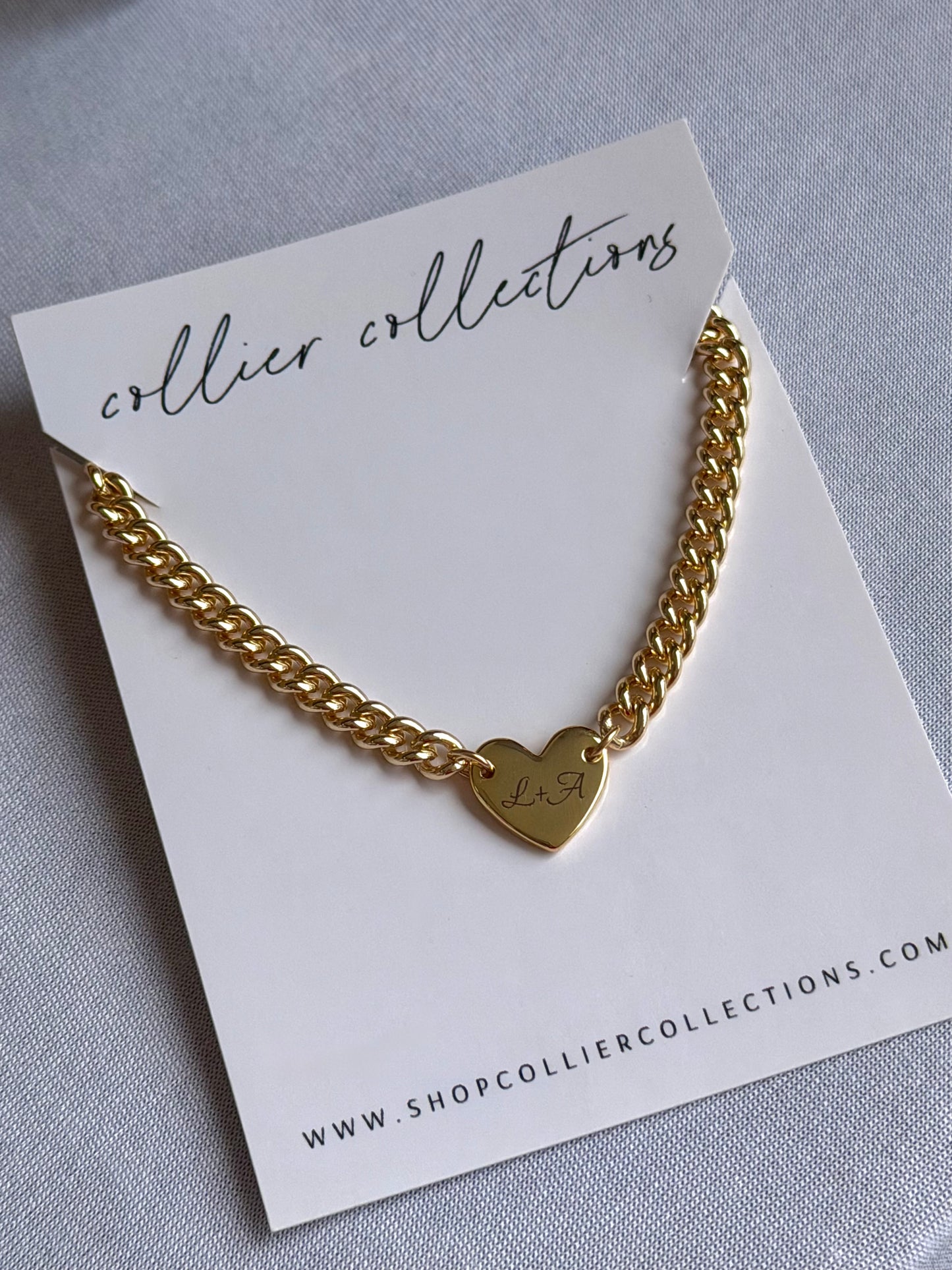 PREORDER - Engraved Chunky Chain Heart Choker