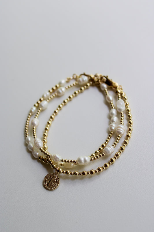Pearl Beaded Bracelet Stack