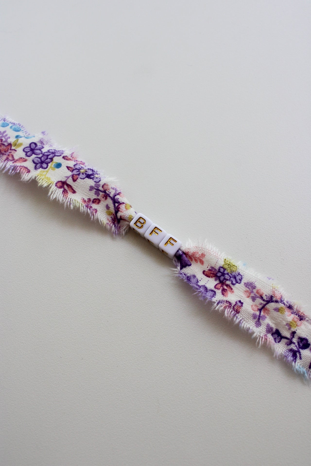 Purple Floral Fabric Bracelet