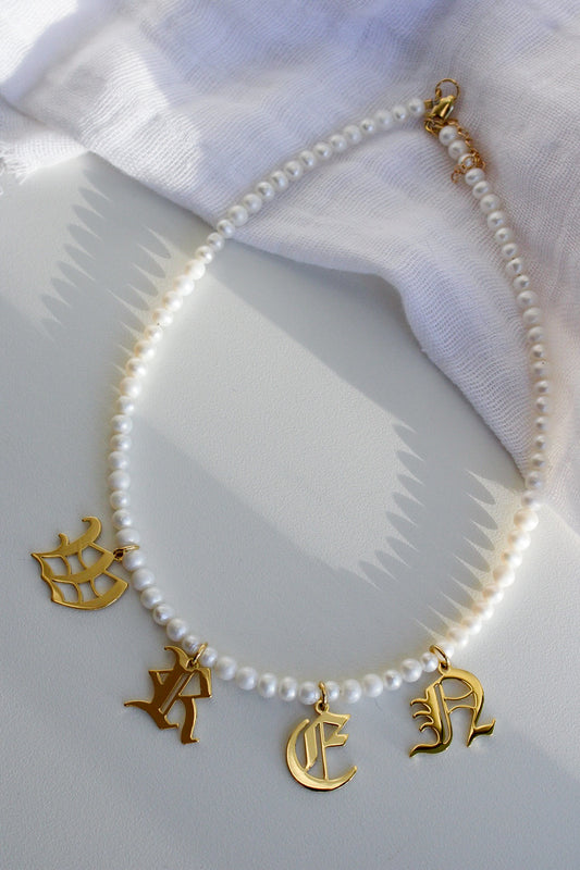 Old English Pearl Name Necklace