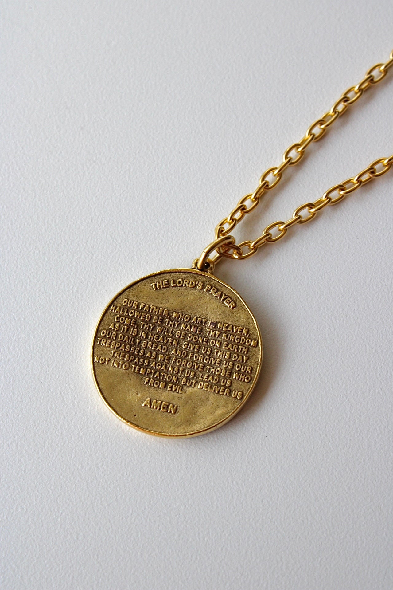 Lords Prayer Necklace in Antique Gold