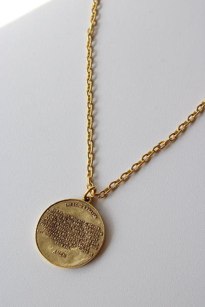 Lords Prayer Necklace in Antique Gold