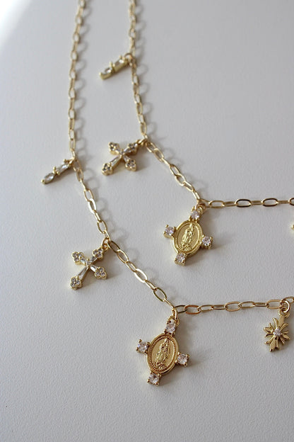 Cubic Catholic Charm Necklace