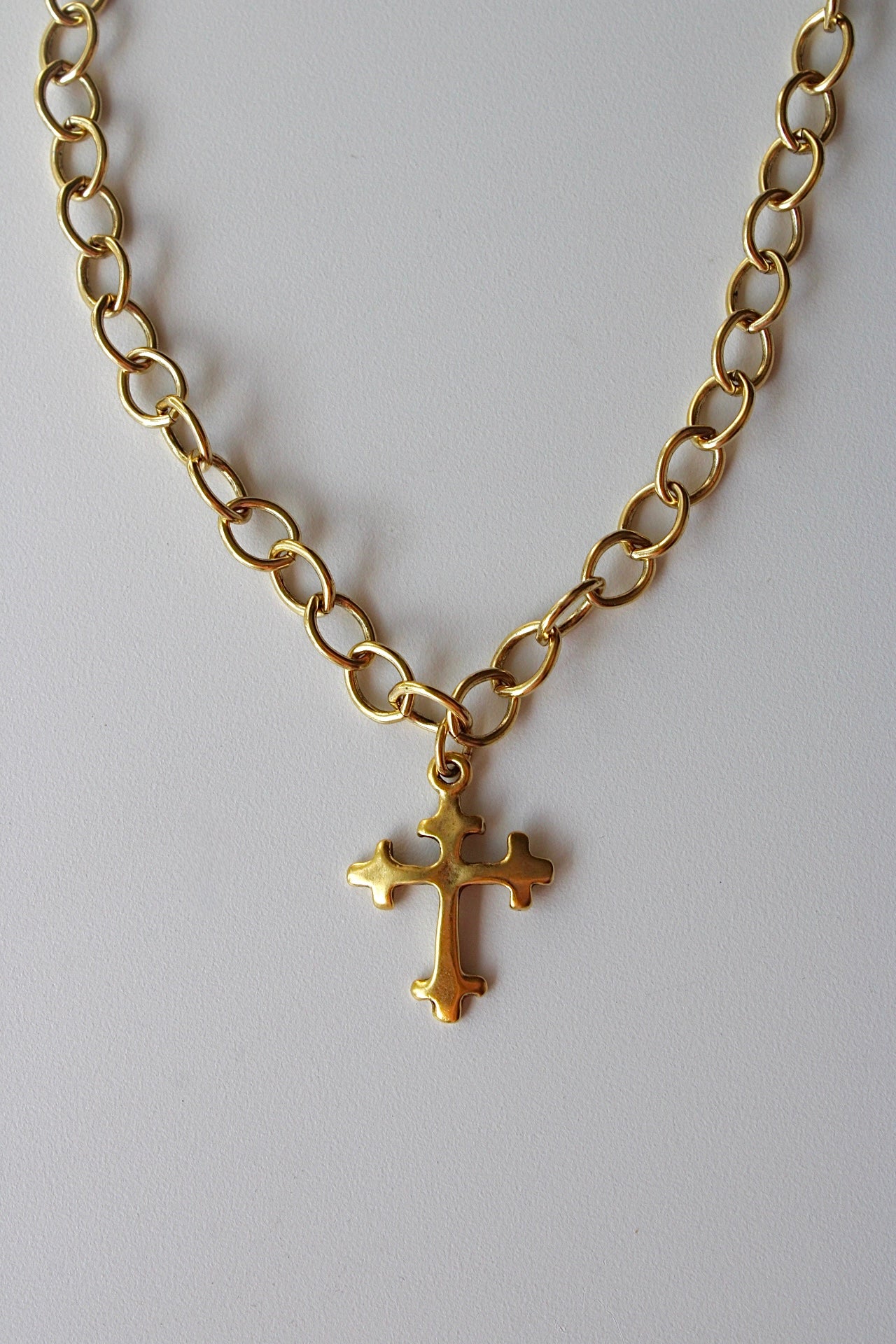 Bold Cross Necklace in Antique Gold