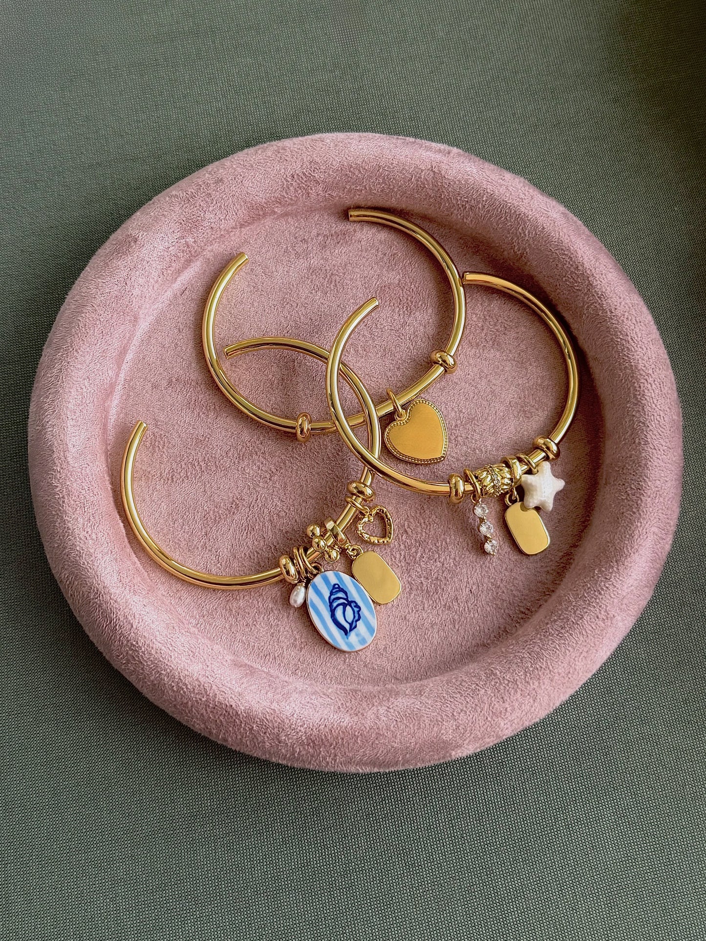 Engraved Cuff Charm Bracelet