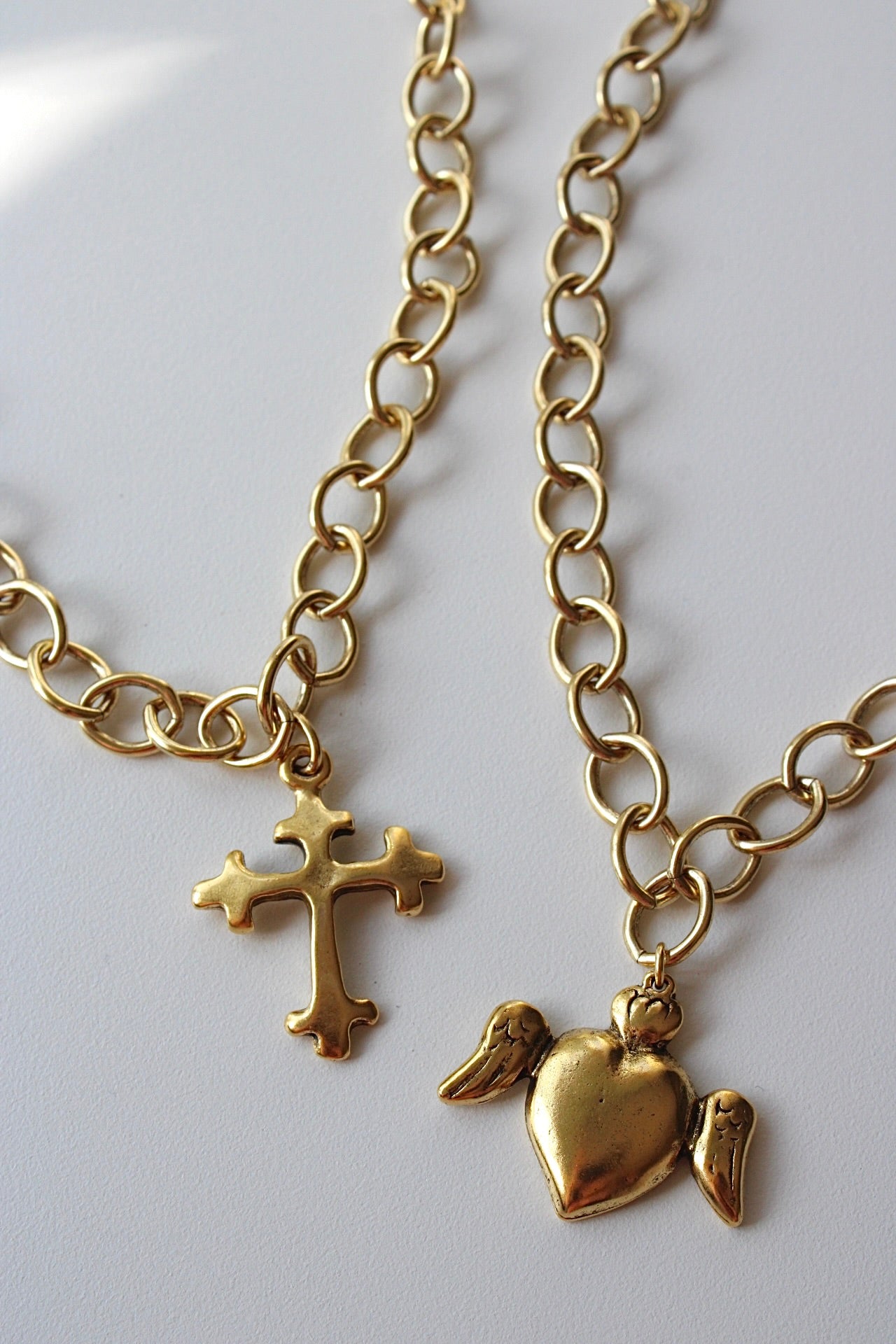 Bold Cross Necklace in Antique Gold