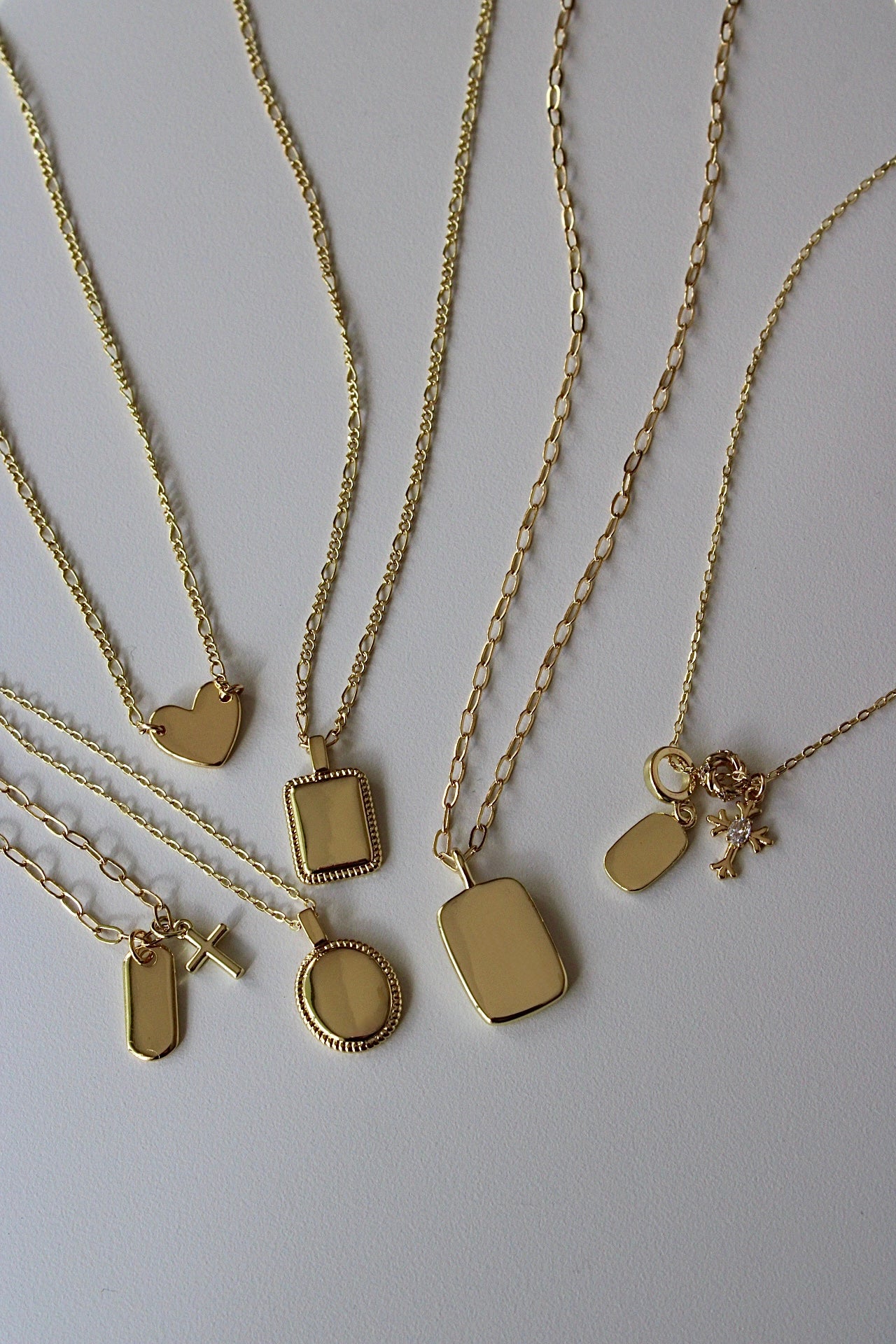 Engraved Cubic Cross Triple Charm Necklace