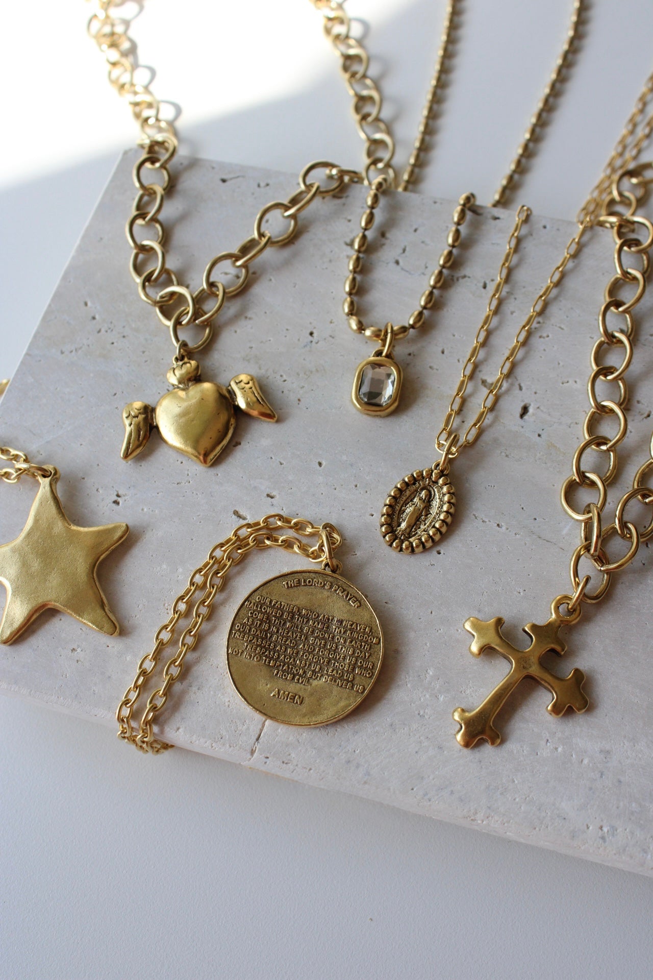 Bold Cross Necklace in Antique Gold