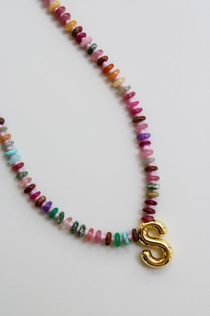 Balloon Initial Beaded Necklace