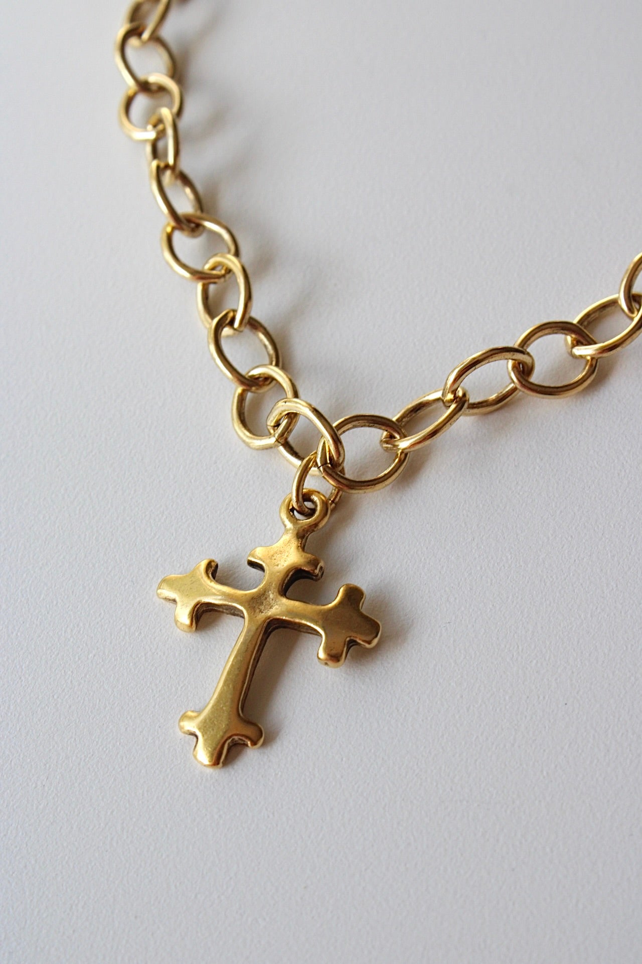 Bold Cross Necklace in Antique Gold