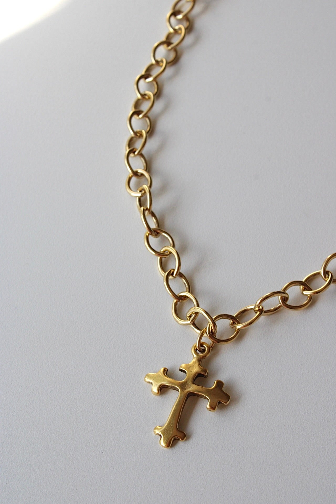 Bold Cross Necklace in Antique Gold