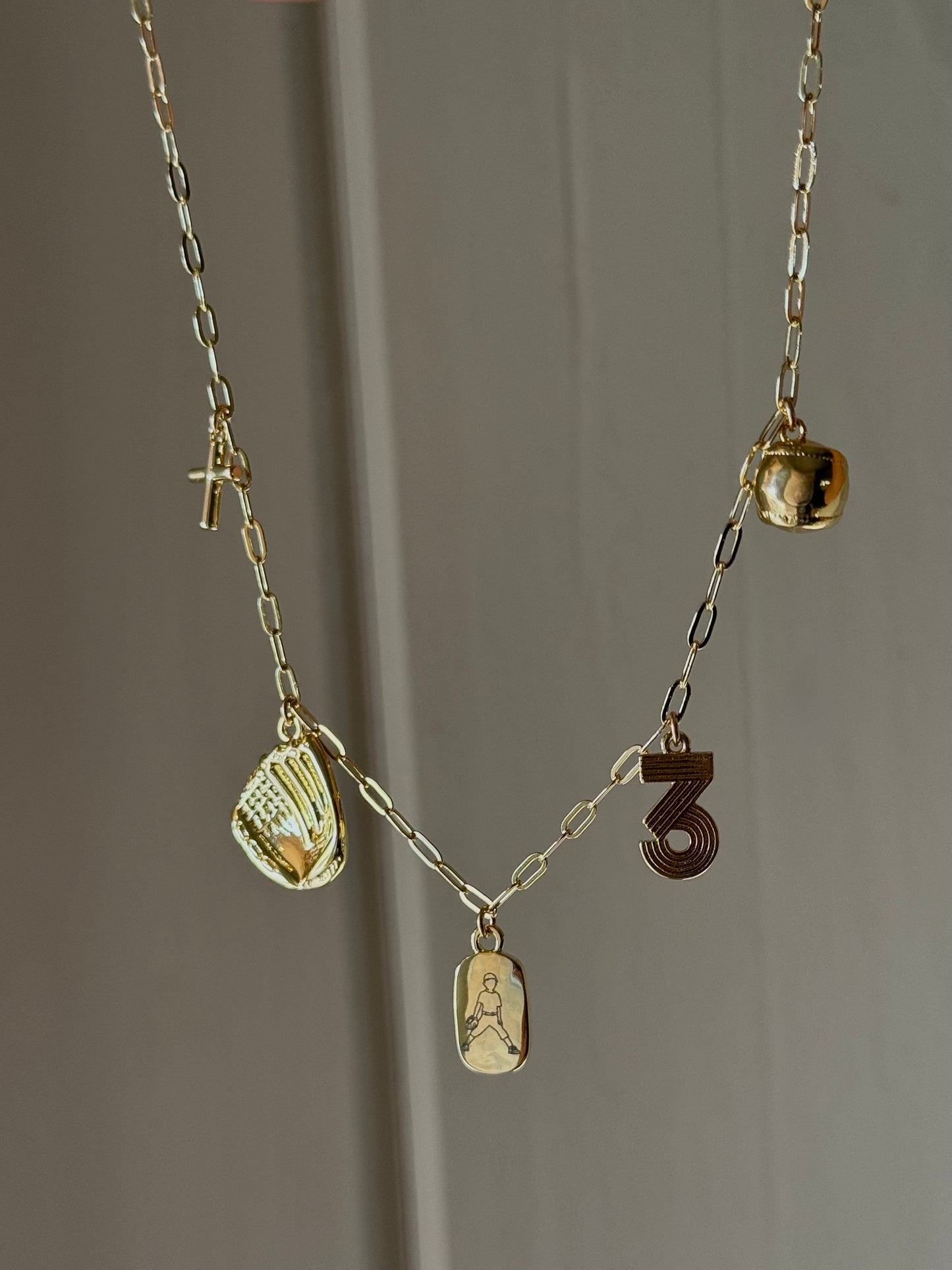 Baseball Engraved Charm Necklace