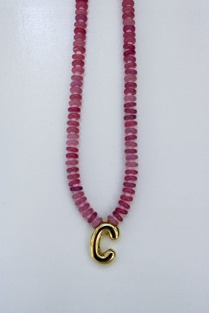 Balloon Initial Beaded Necklace