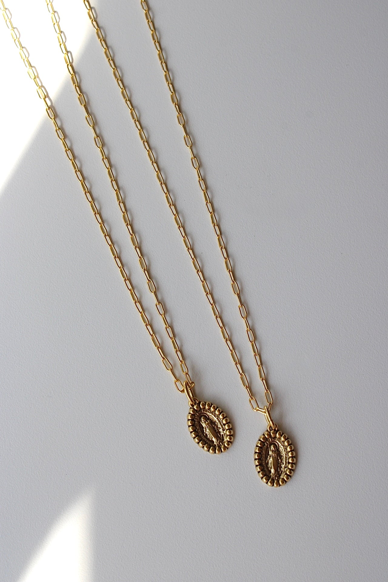 Miraculous Mary Necklace in Antique Gold