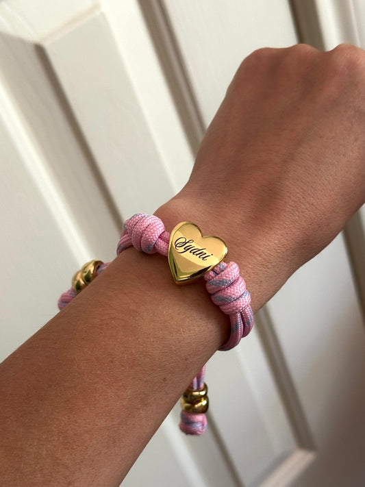Engraved Heart Cord Bracelet