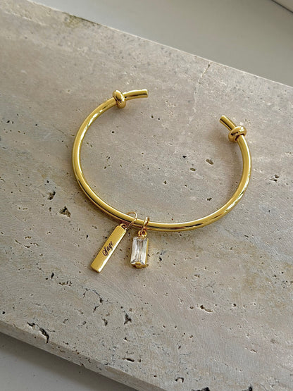 Engraved Cuff Charm Bracelet