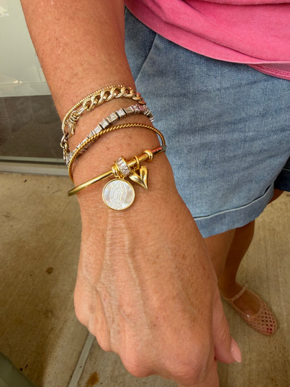 Engraved Cuff Charm Bracelet