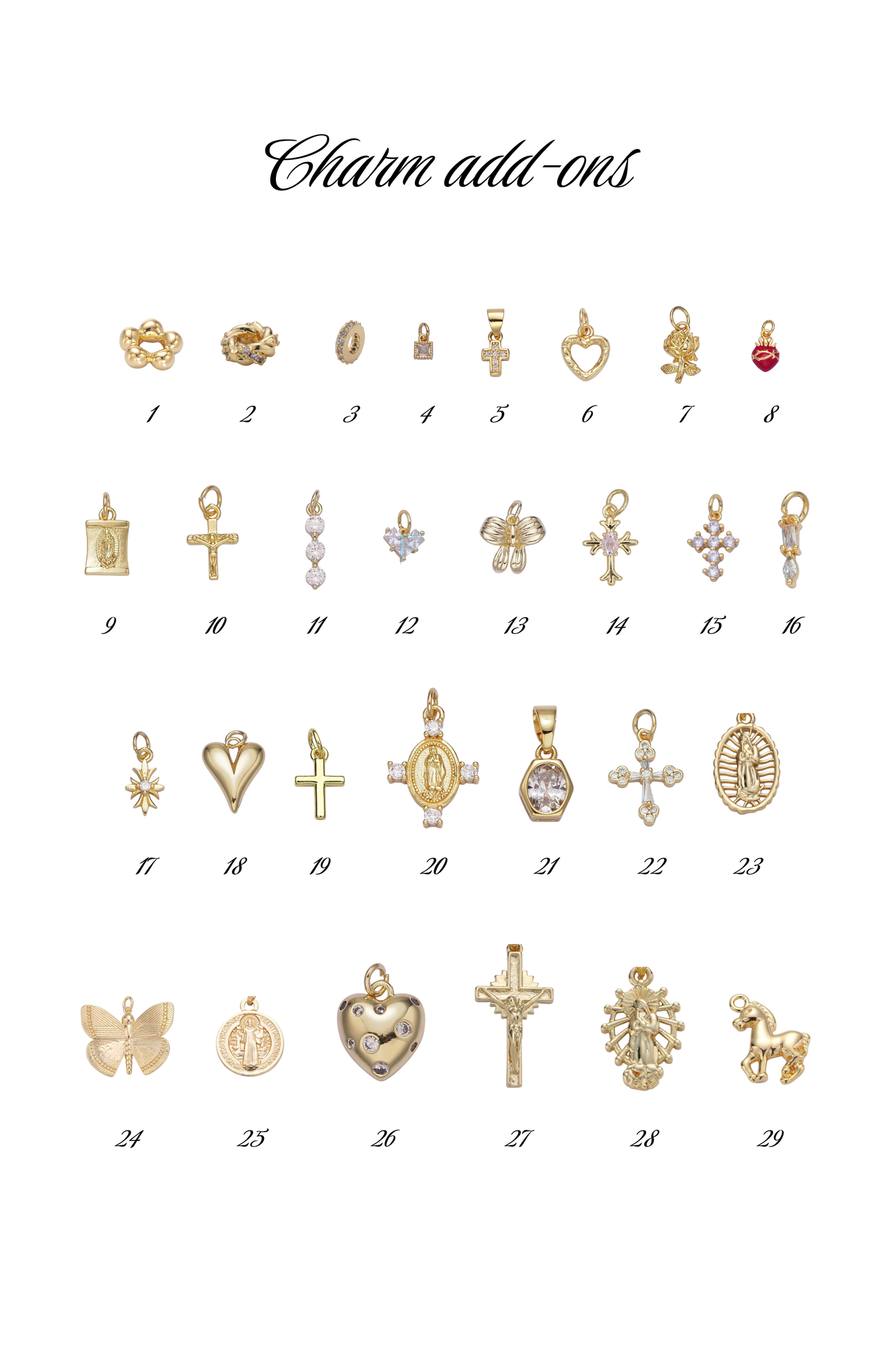 Engraved Crucifix Triple Charm Necklace