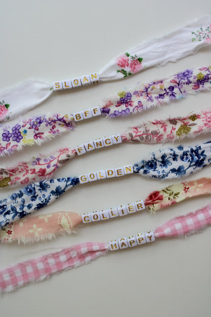 Blue Floral Fabric Bracelet