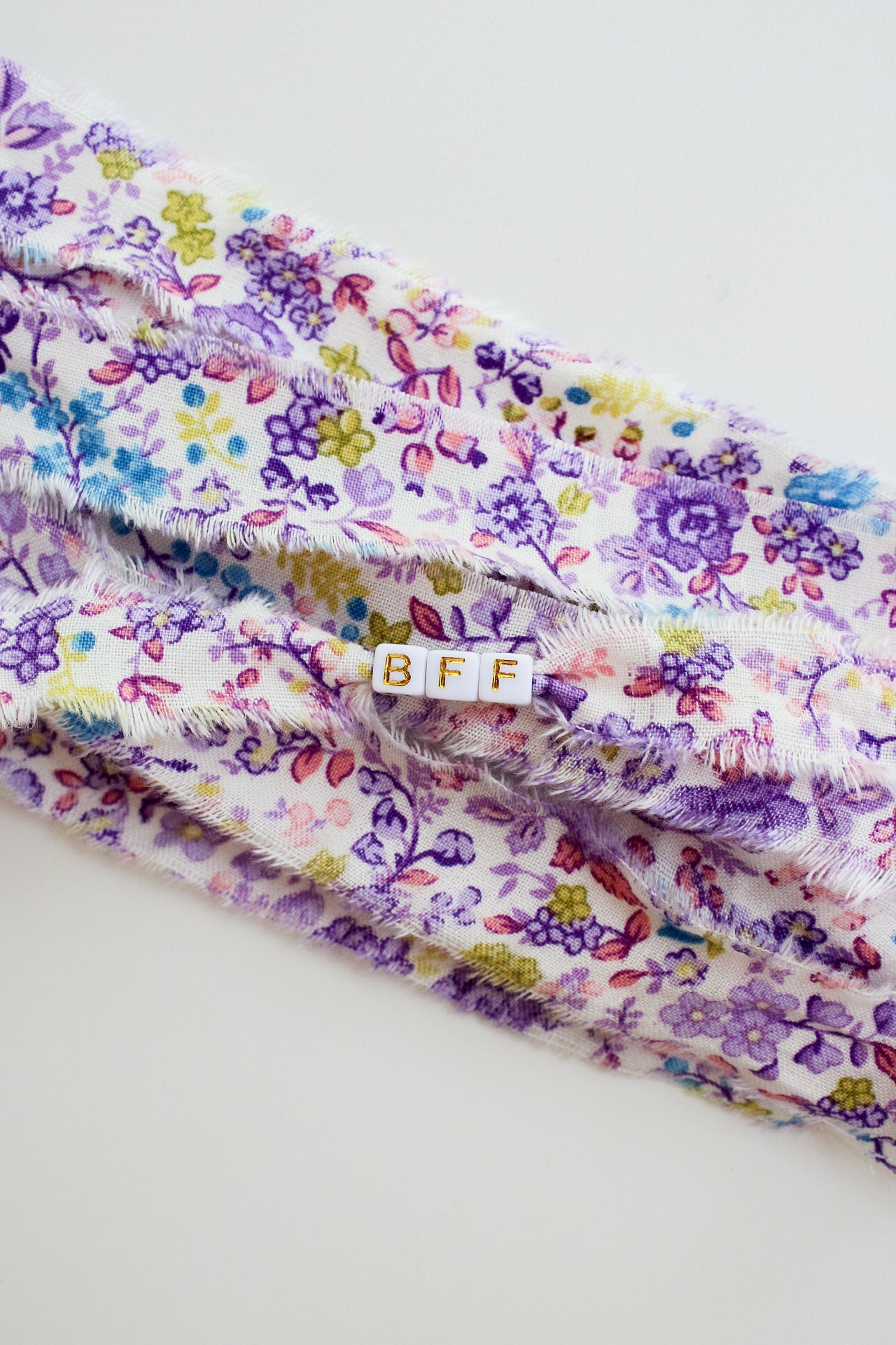 Purple Floral Fabric Bracelet