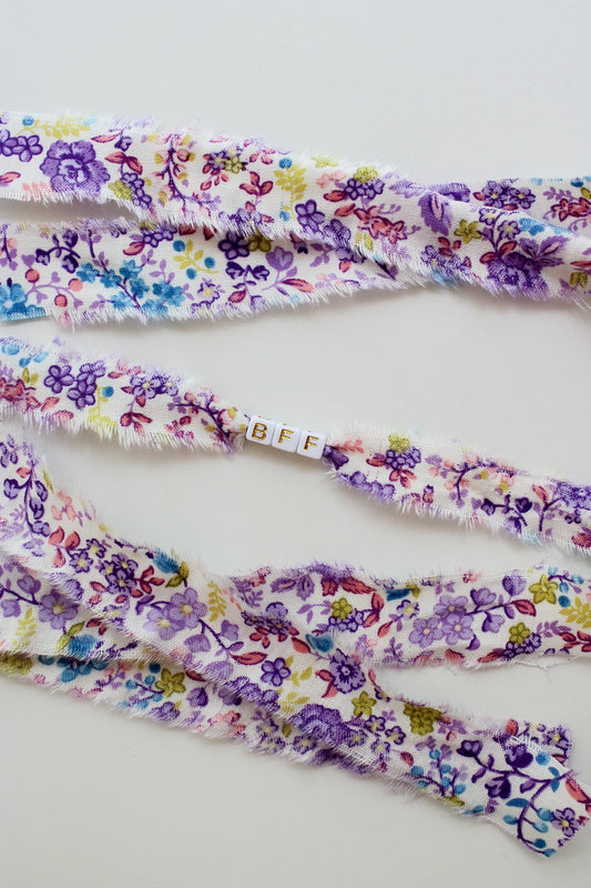 Purple Floral Fabric Bracelet