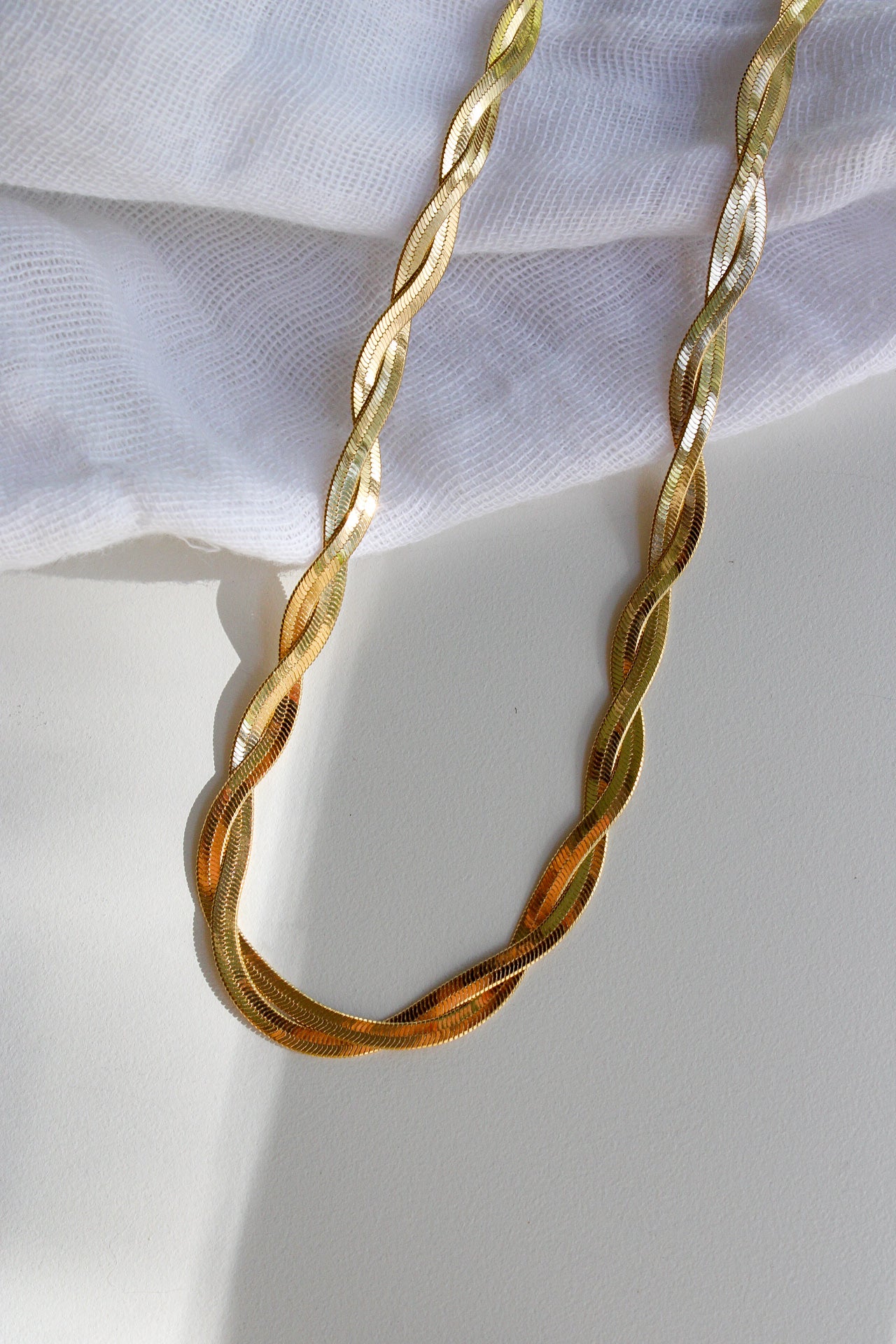 Lindy Twisted Silver & Gold Herringbone Necklace – BELJOY