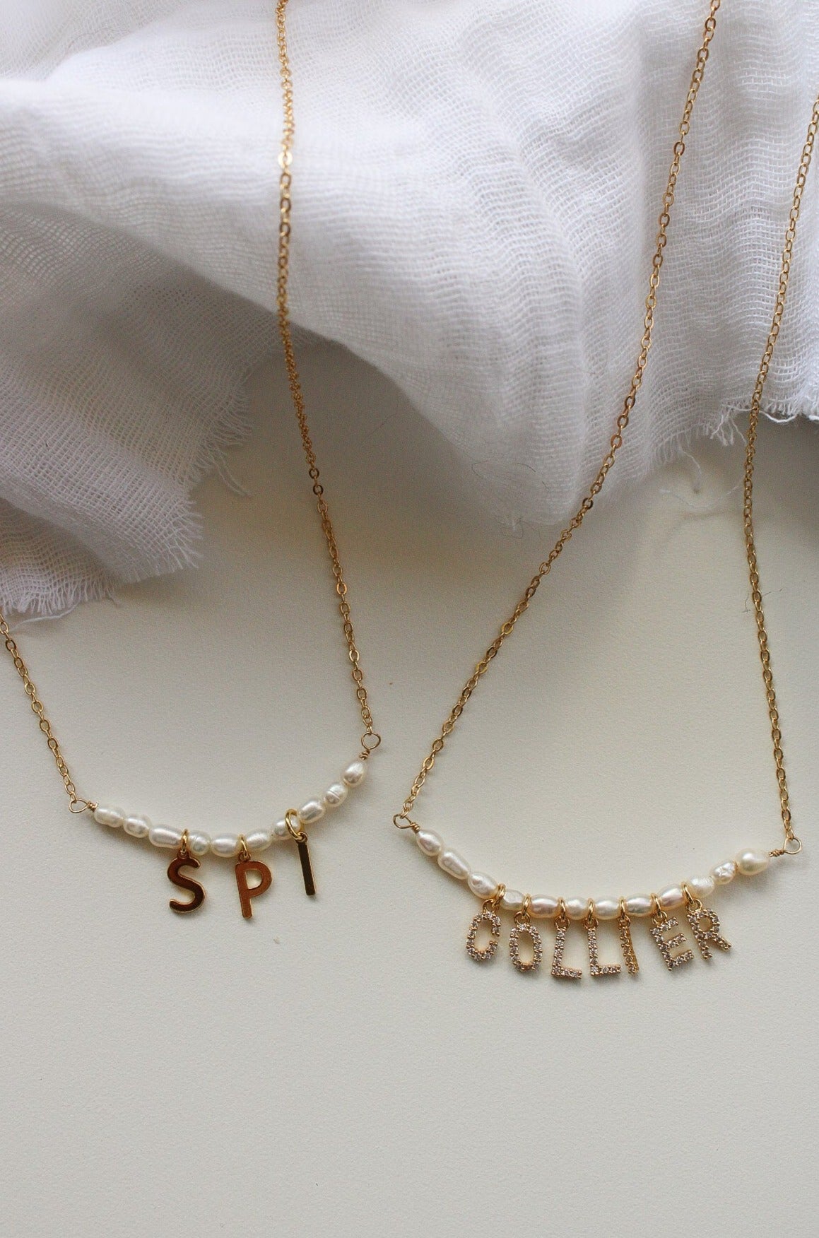 Chain and Pearl Custom Name Necklace