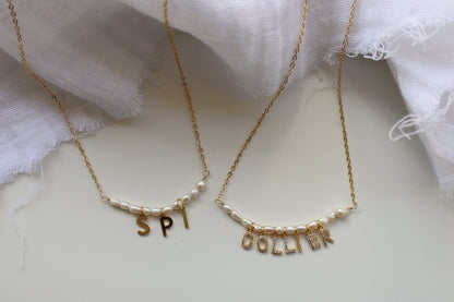 Chain and Pearl Custom Name Necklace