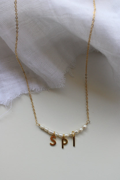 Chain and Pearl Custom Name Necklace